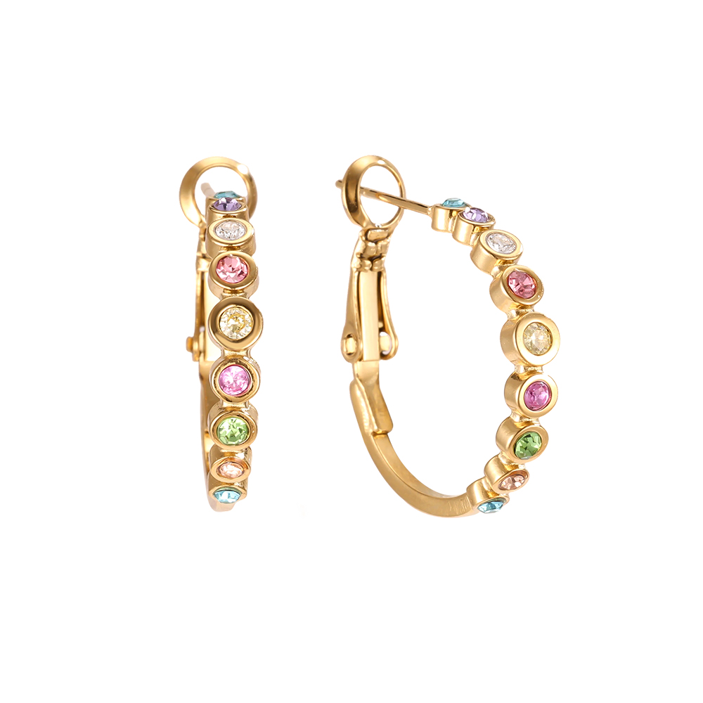 Edelstahl Ohrringe 2.3cm Diamond Dots Hoop