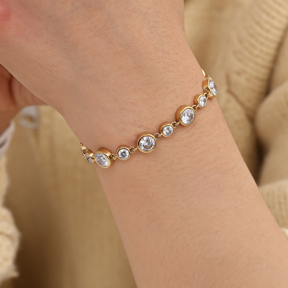 Edelstahl Armkette 16cm Fancy Round Diamond Chain