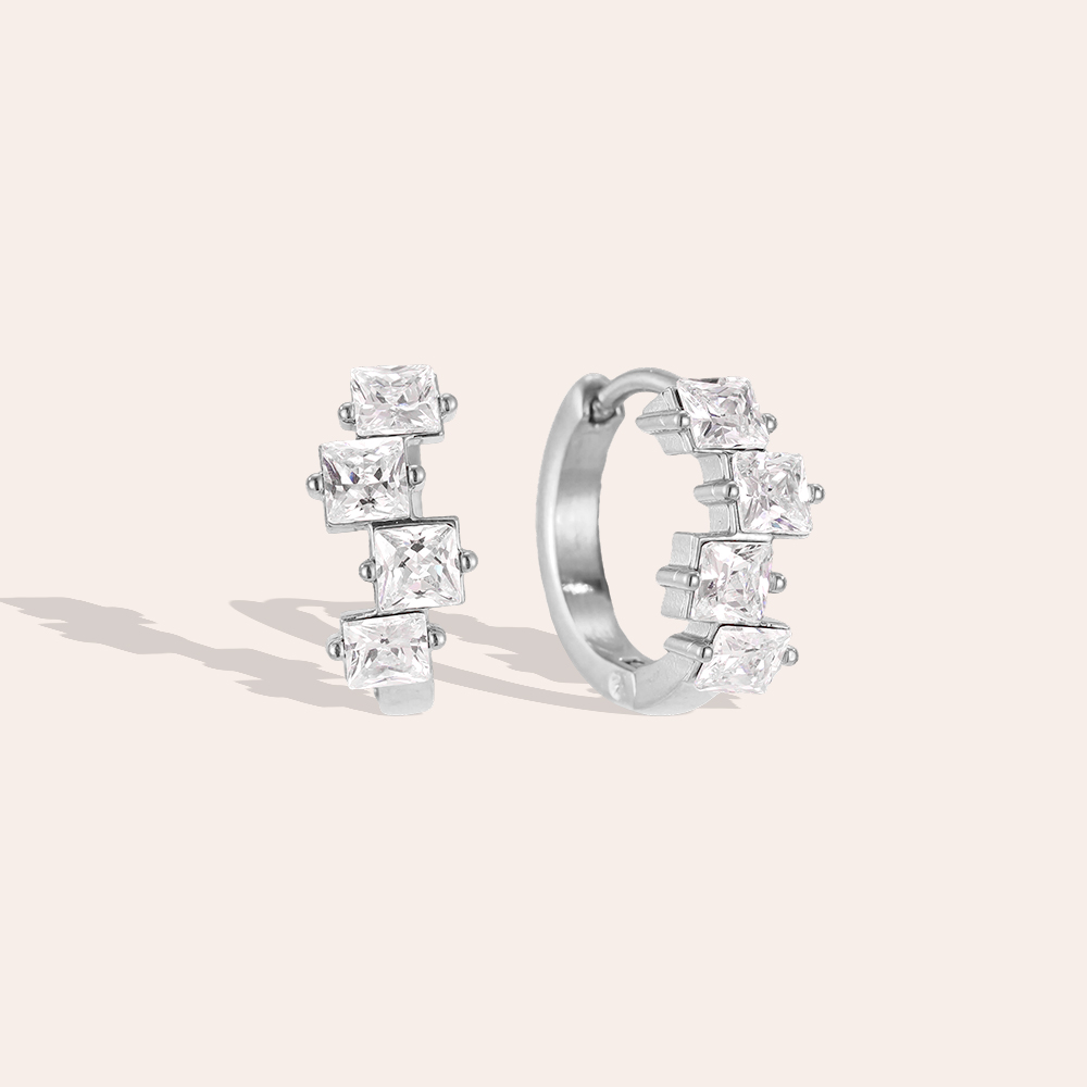 Edelstahl Ohrringe 15mm viele kleine Zirkonia