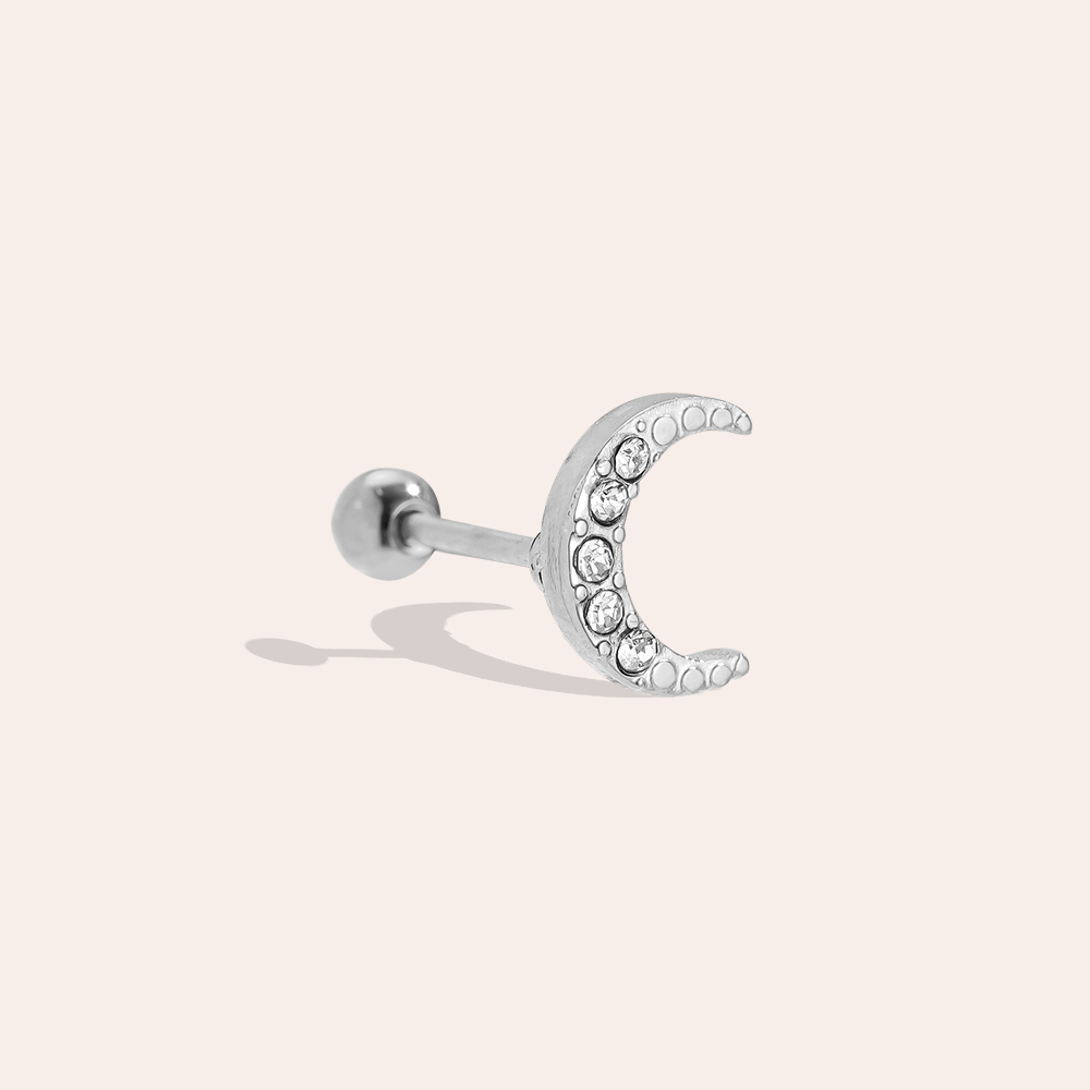 Edelstahl Piercing 8mm Diamond Moon