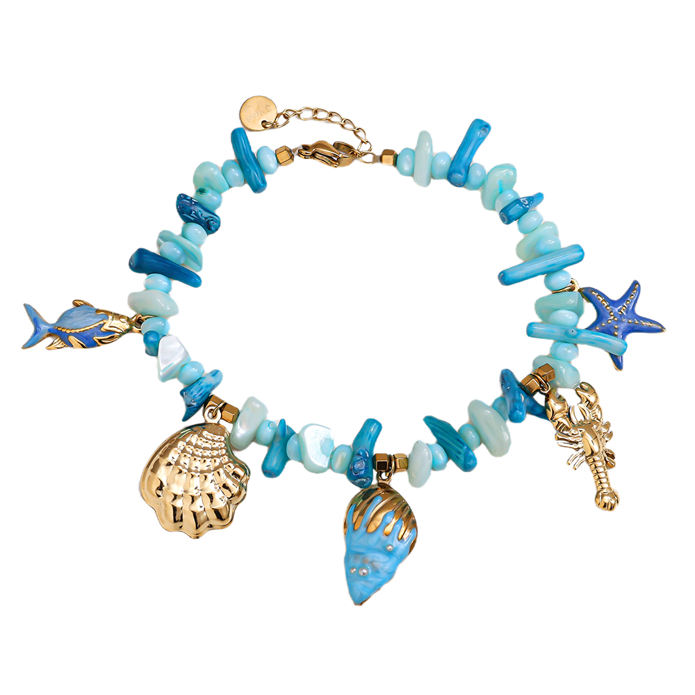 Edelstahl Armband 17cm blaues Meer