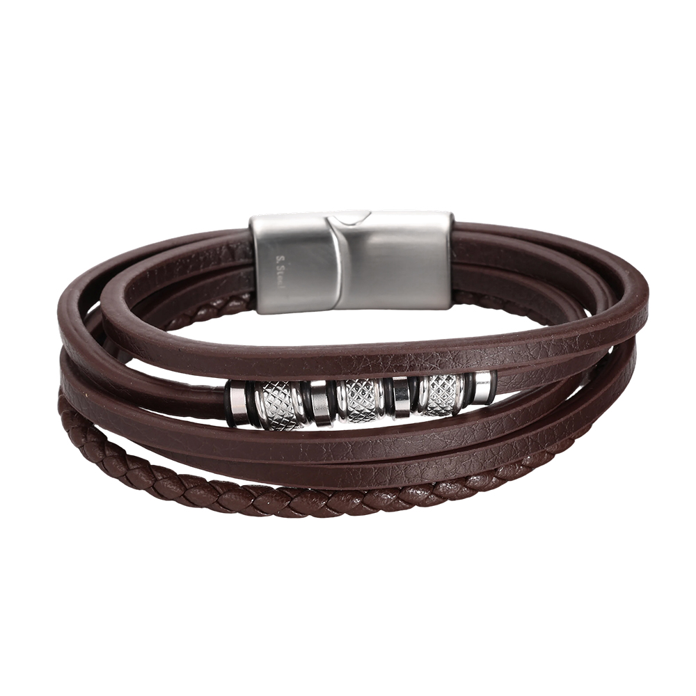  Edelstahl Armband PU Mehrschichtig
