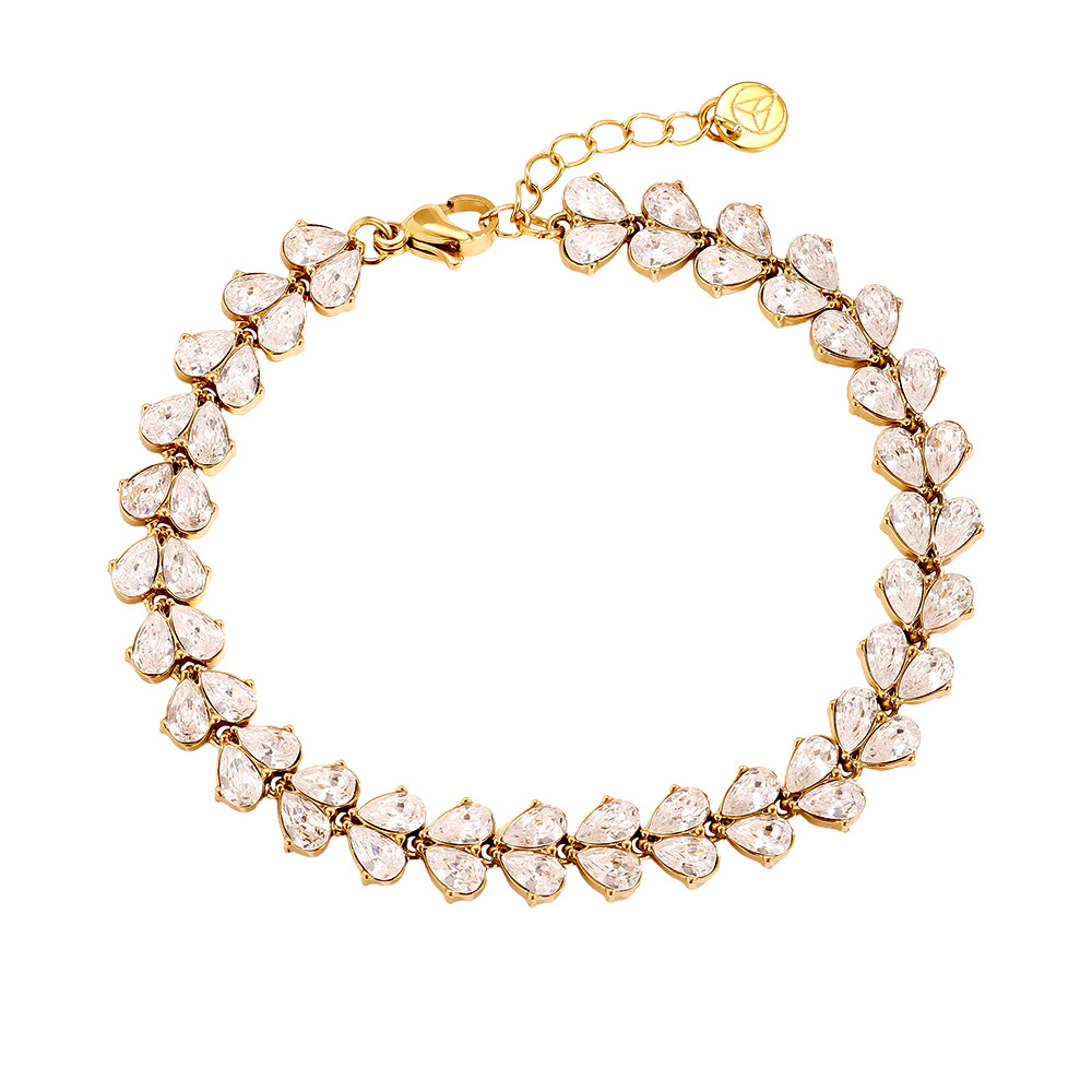 Edelstahl Armkette 17cm Diamond Heart Pieces