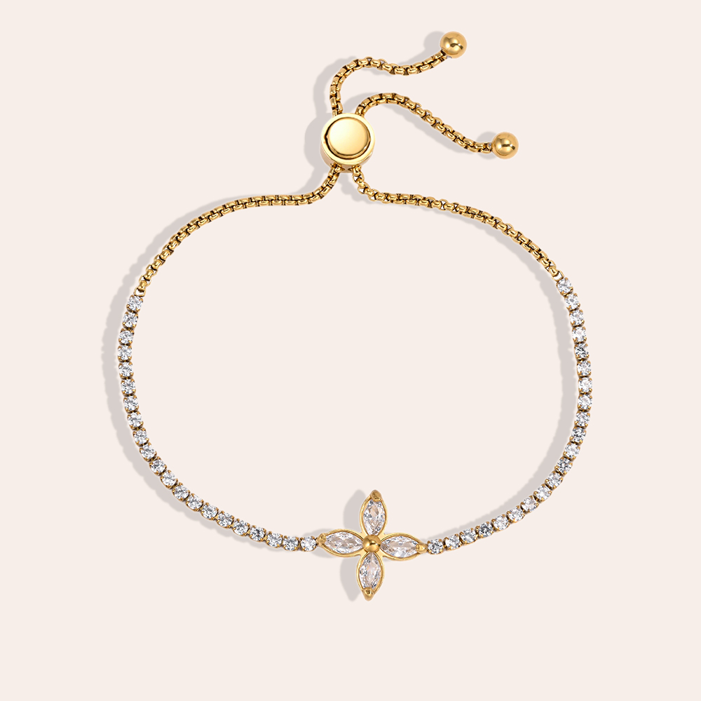 Edelstahl Armband Verstellbarer Glitzerndes Kleeblatt