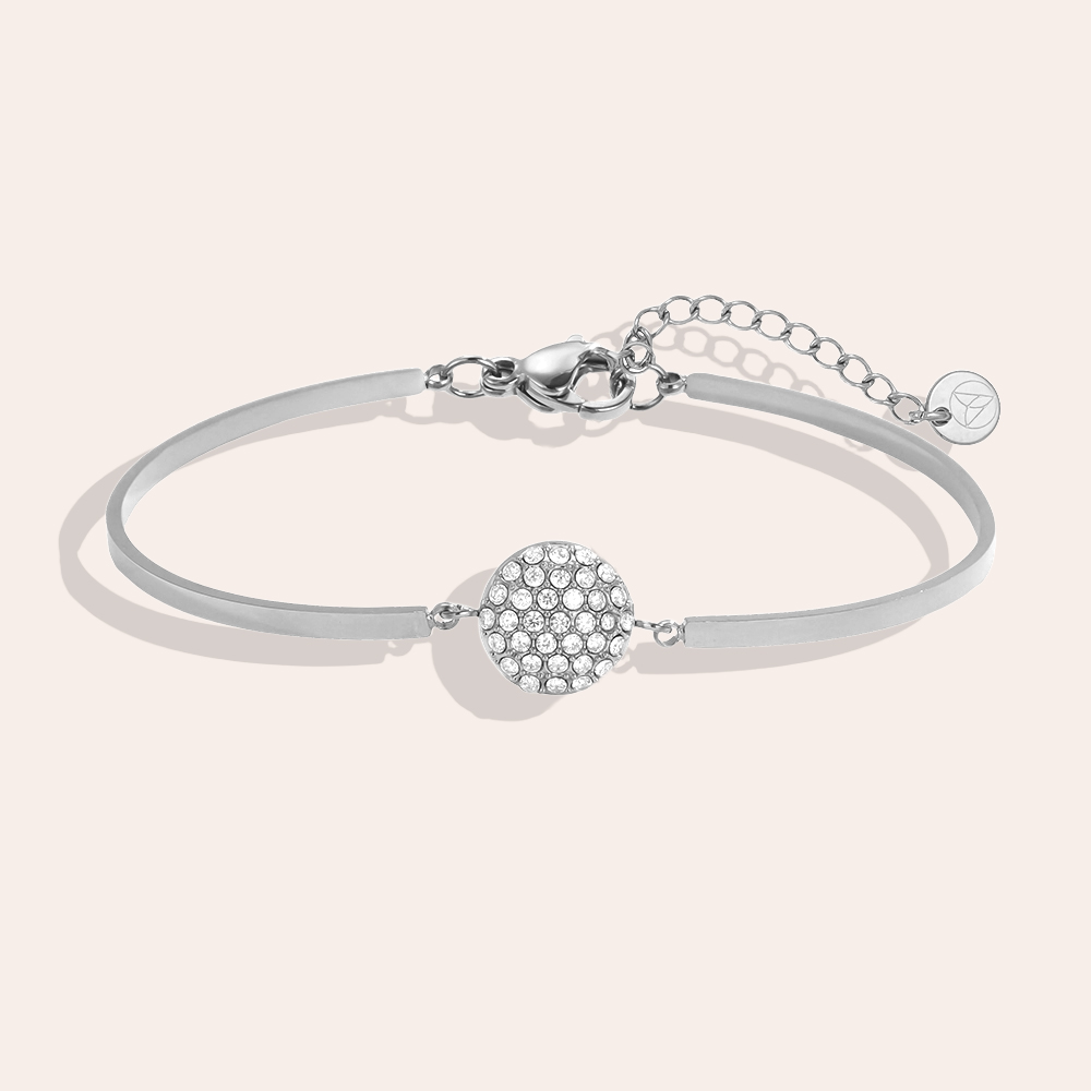 Edelstahl Armband Verstellbarer zwillingsreifen rund Strassstein