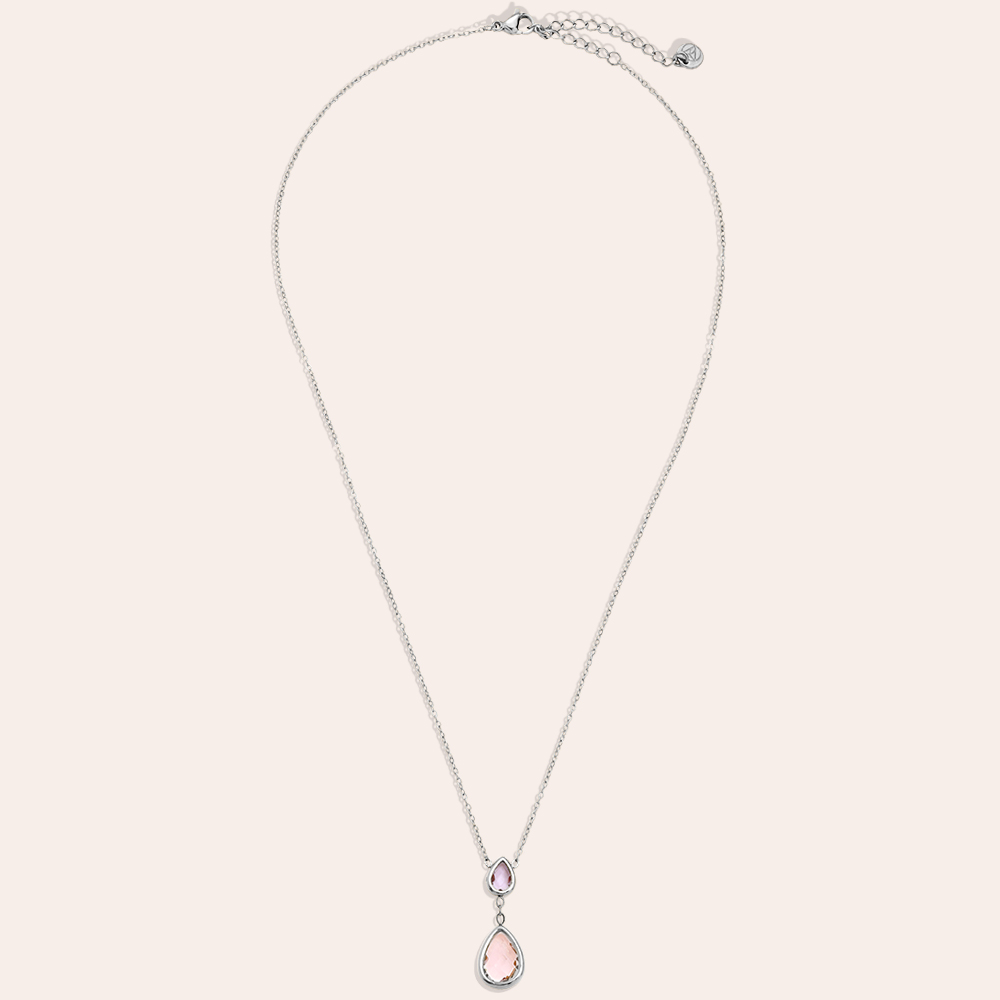 Edelstahl Halskette 40cm Pink And Blue Diamond