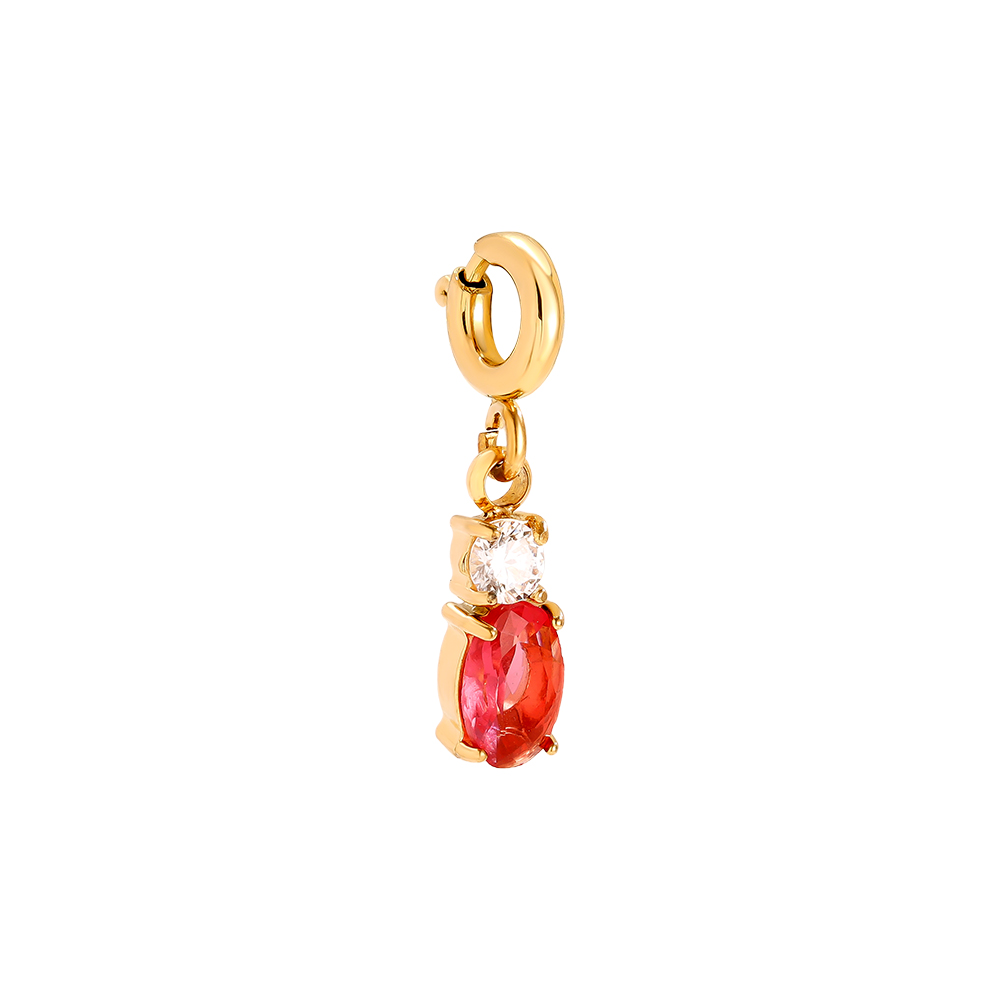 Edelstahl Pendant 10mm Spring Clasp Pink Oval Diamond
