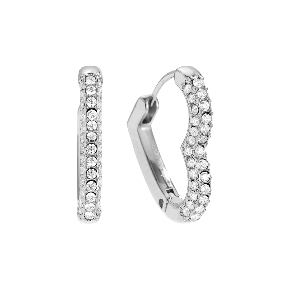 Edelstahl Ohrringe 18mm Diamond Heart Hoop