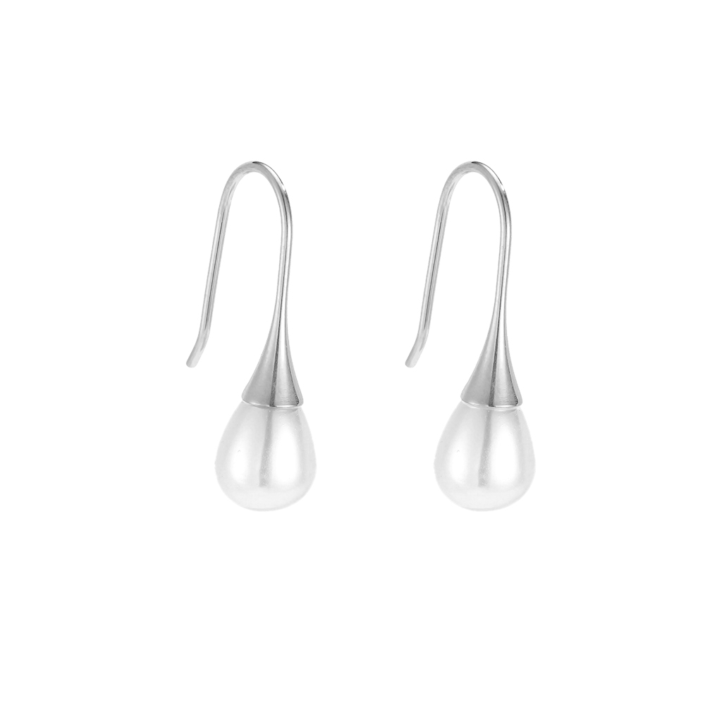 Edelstahl Ohrringe 20mm Zarte Perle