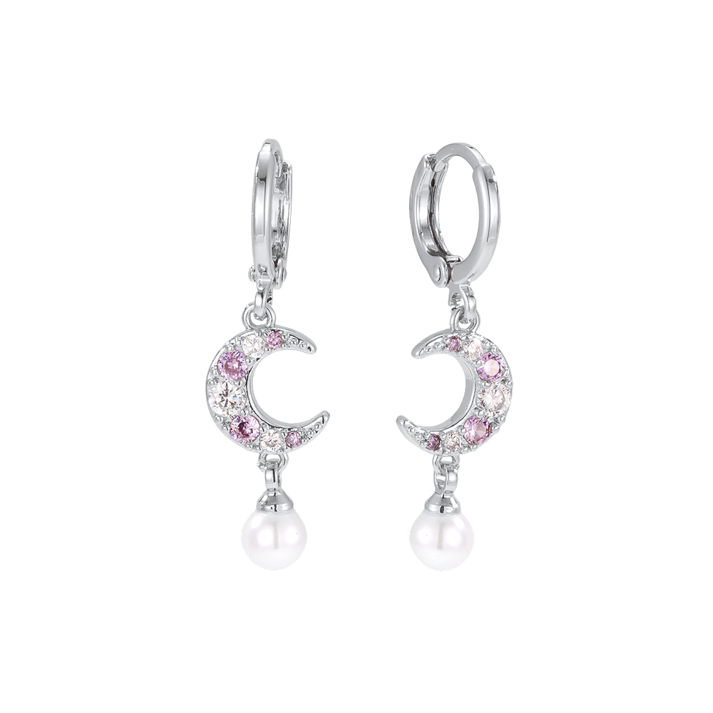 Vergoldete Ohrringe 36mm Zirkonia Mond