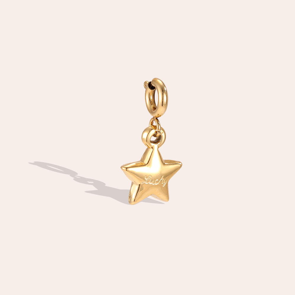Edelstahl Pendant 12mm schlichter Stern mit Federverschluss      