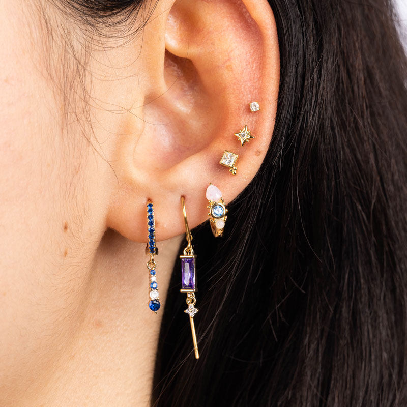 Vergoldete Ohrringe Opal Colorful Hoop