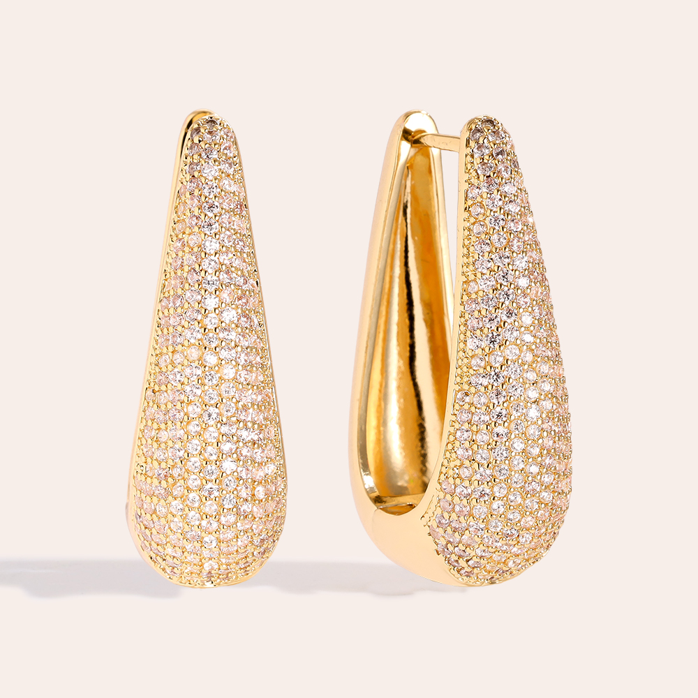 Vergoldete Ohrringe 3.2cm Drop Diamond