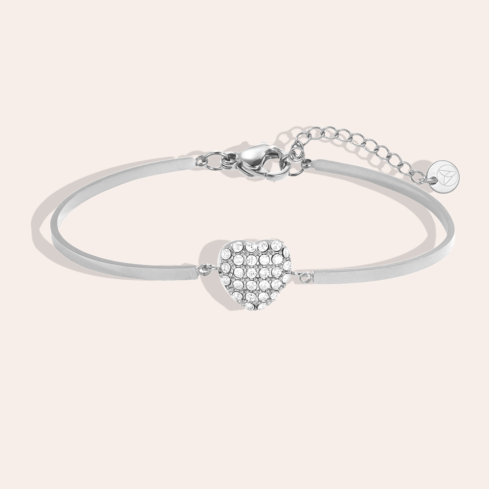 Edelstahl Armband Verstellbarer zwillingsreifen Herz Strassstein  