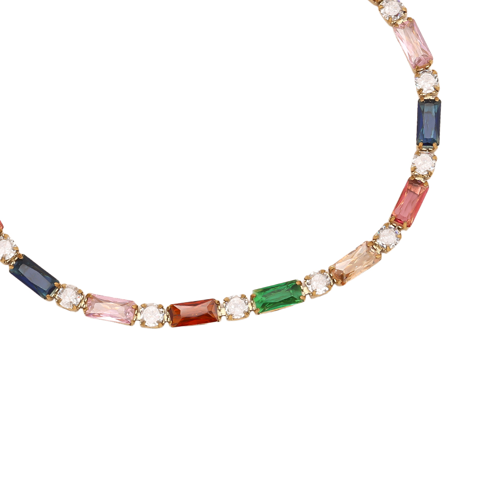 Edelstahl Armkette 15cm Multi Color Diamond