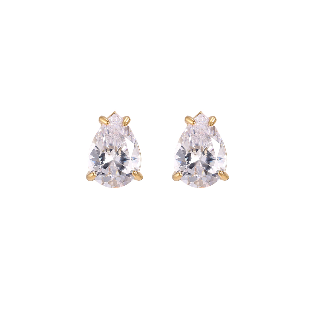 Edelstahl Ohrringe 10mm funkelnder Zirkonia in Tropfenform
