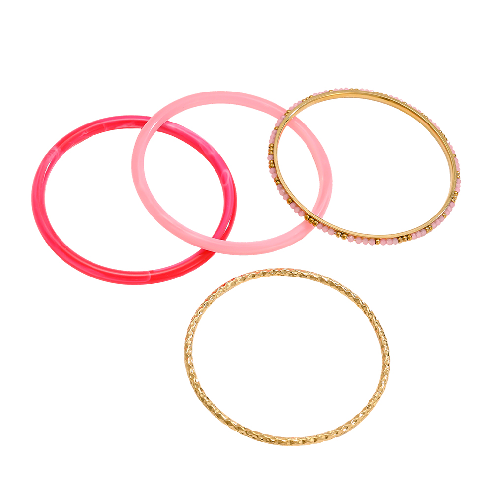 Edelstahl Armreif Set 6.5cm Breite 4er Acryl 