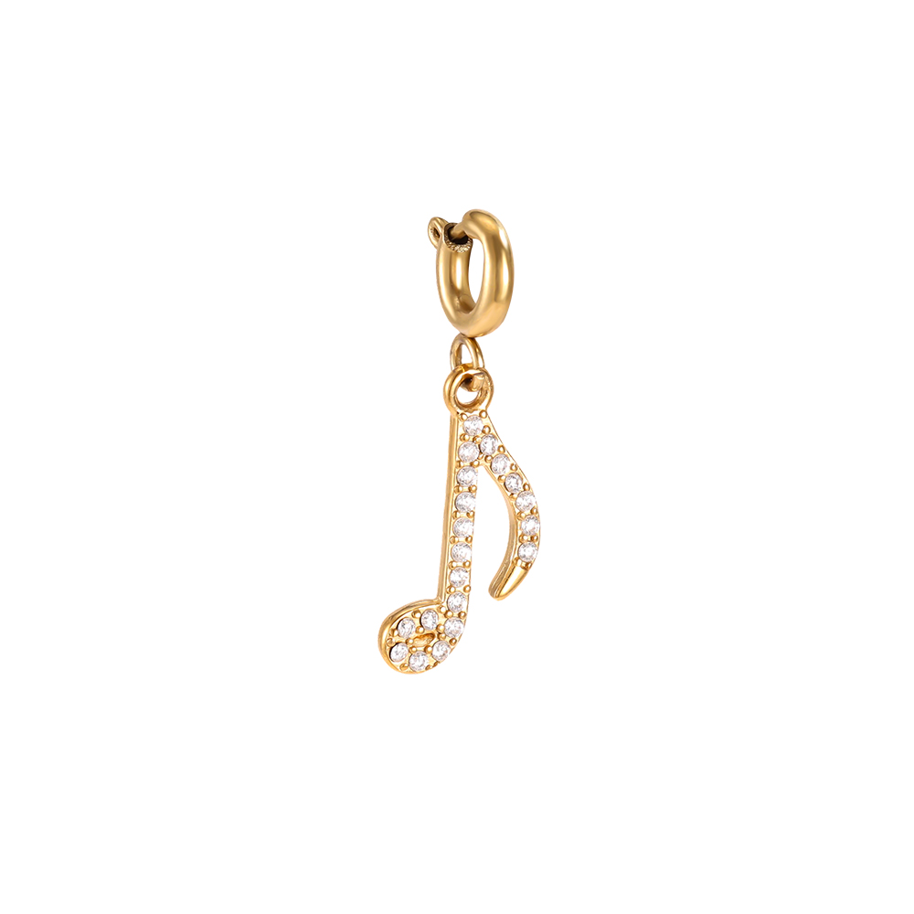 Edelstahl Pendant 22mm Zirkonia Note mit Federverschluss  
