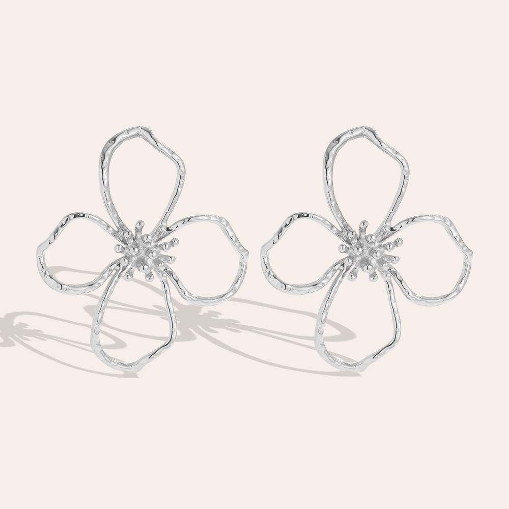 Edelstahl Ohrringe 55*48mm große Blume