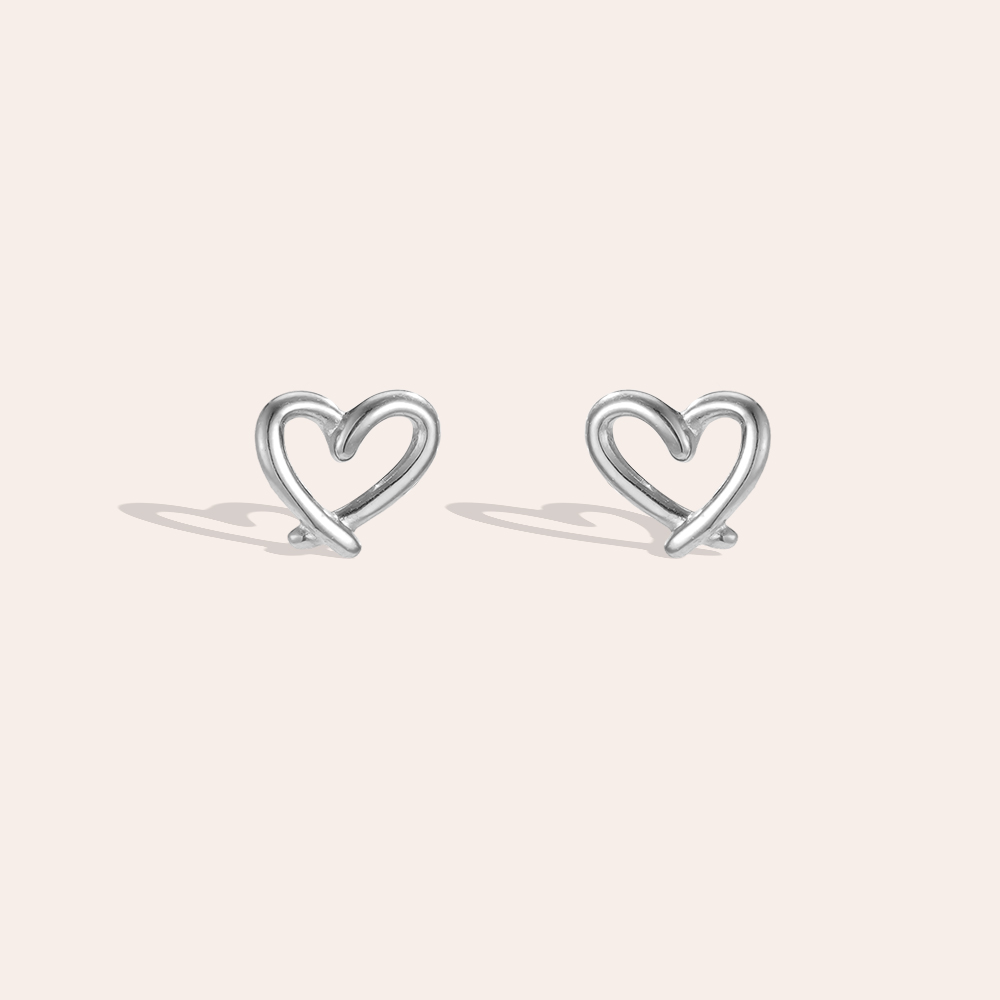 Edelstahl Ohrringe 7mm Doodle Herz