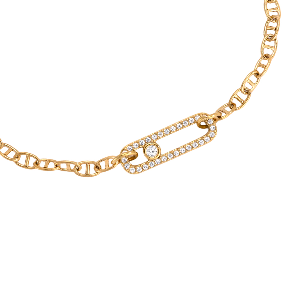 Edelstahl Armband 17cm Quadratischer Augen Zirkonia