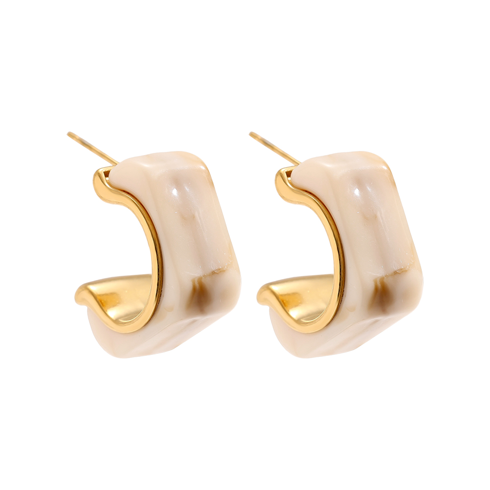 Edelstahl Ohrringe 25mm Cube Half Hoop Resin