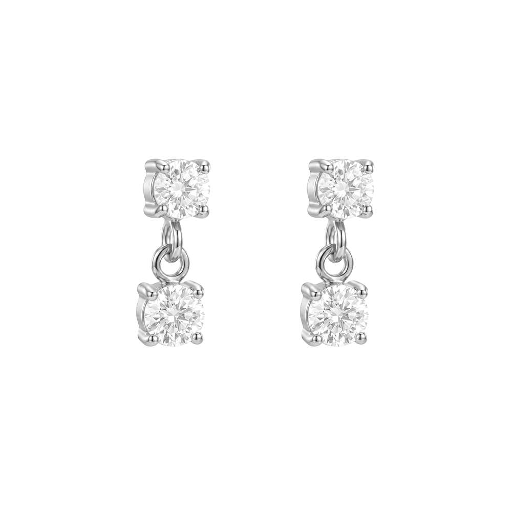 Edelstahl Ohrringe 10mm zwei kleine Zirkonia