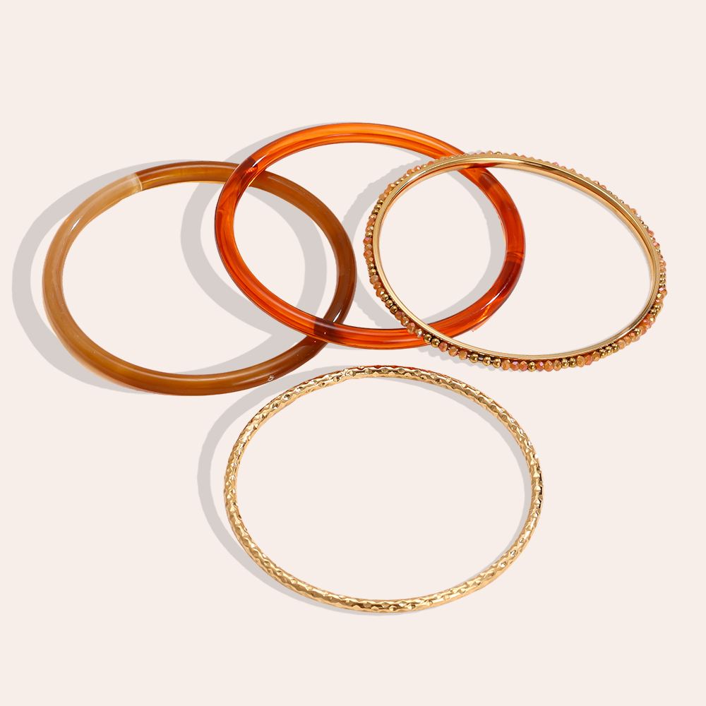 Edelstahl Armreif Set 6.5cm Breite 4er Acryl 