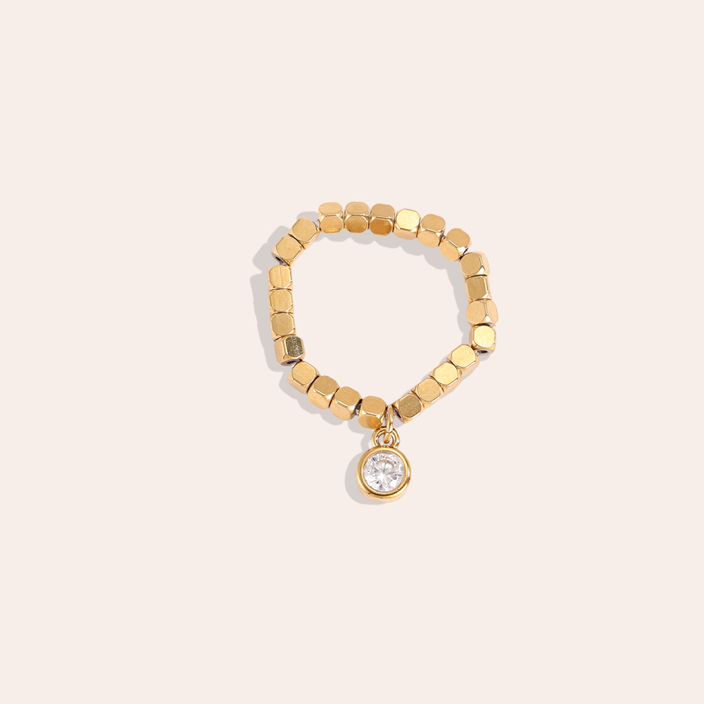Edelstahl Ring Verstellbarer Elastic quadratischen mit runder Zirkonia