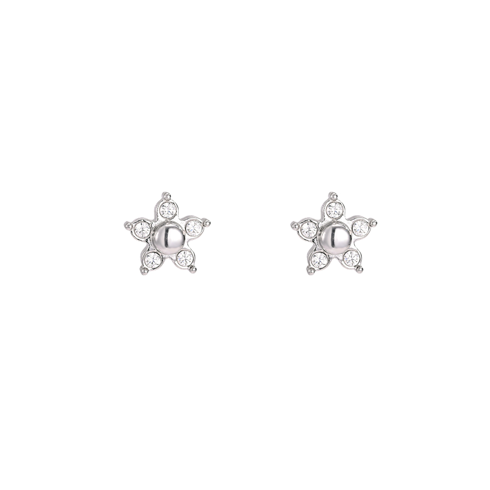 Edelstahl Ohrringe 6mm Zirkonia Blume