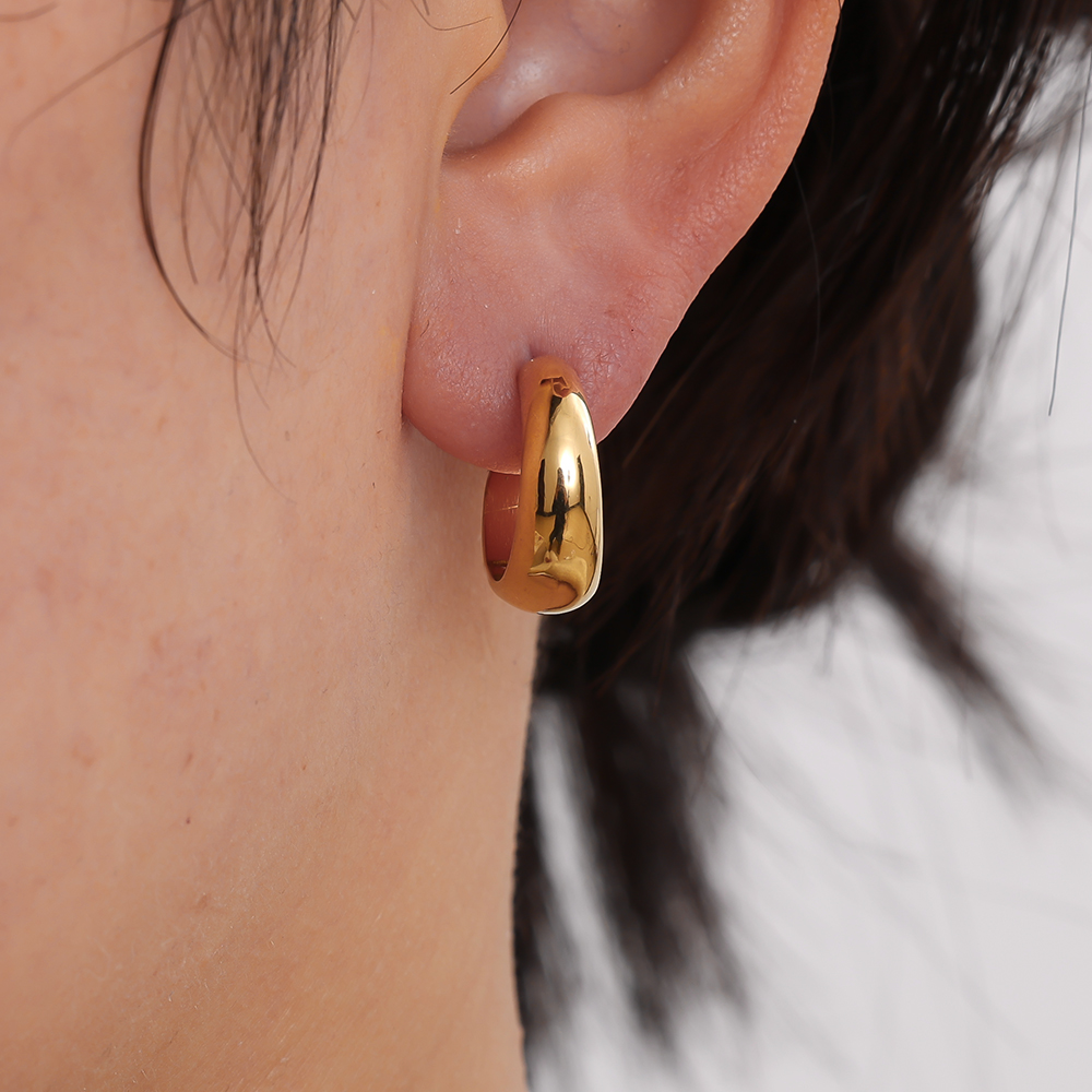 Edelstahl Ohrringe 2cm Simple Half Hoop