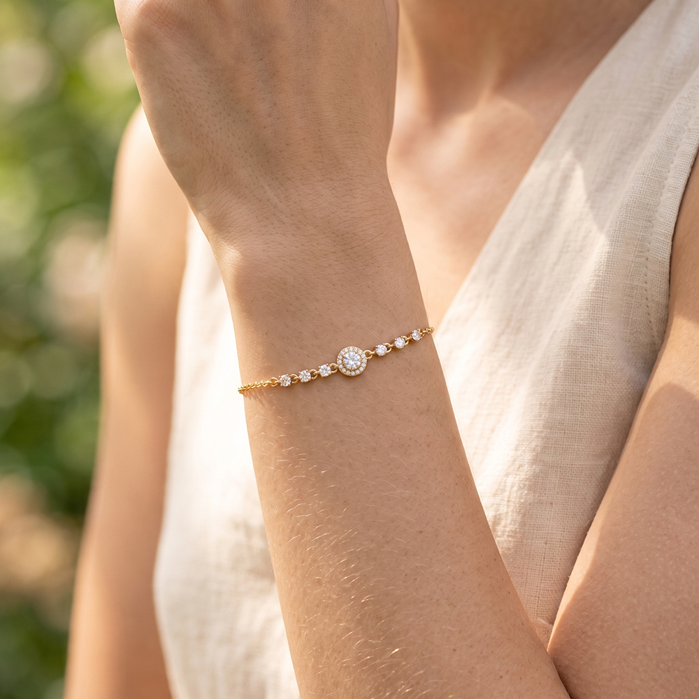 Edelstahl Armband 17cm funkelnde Zirkonia
