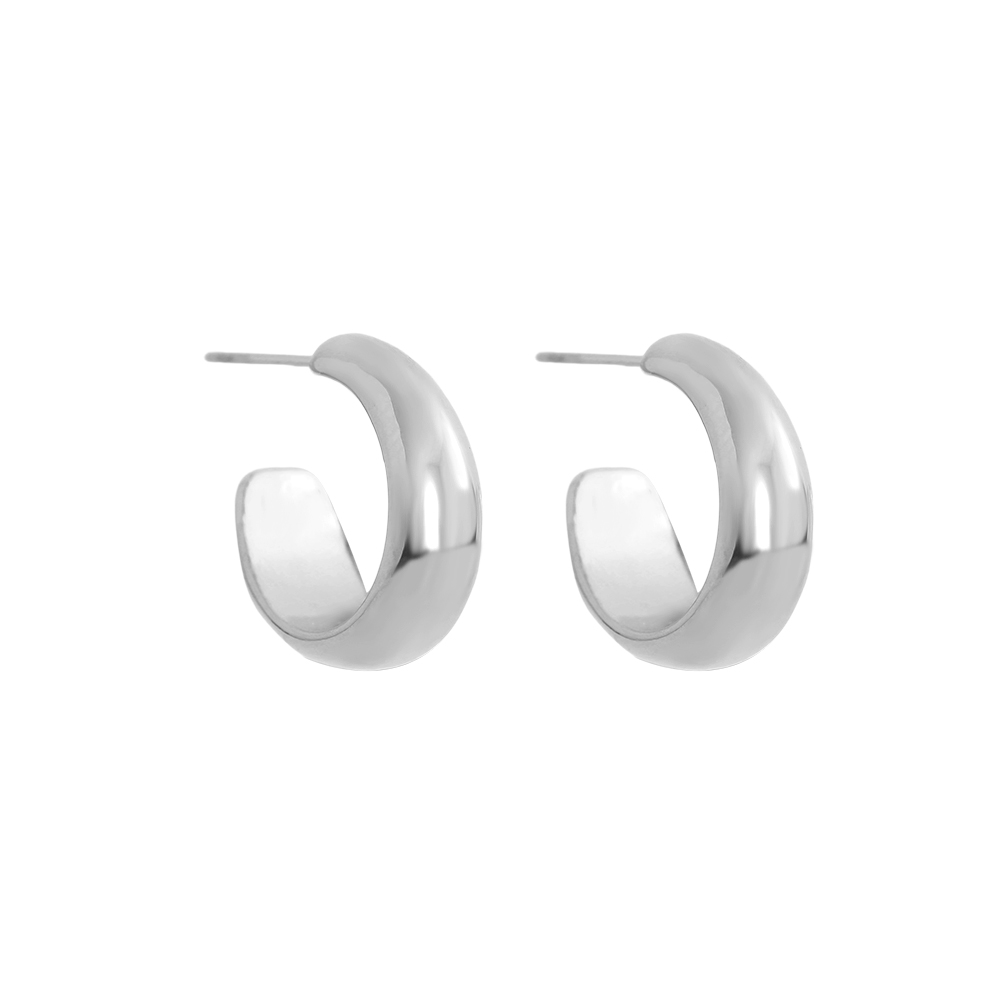 Edelstahl Ohrringe 2cm Simple Half Hoop
