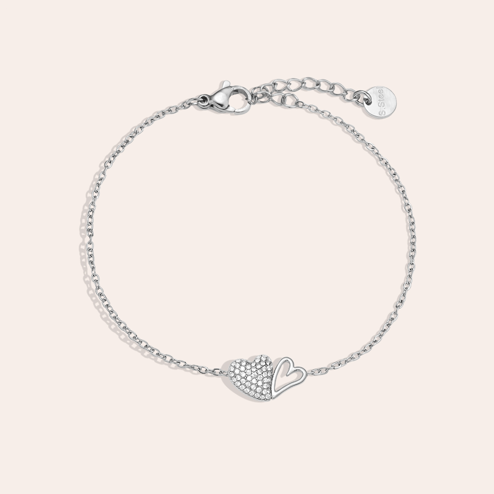 Edelstahl Armkette 17cm Two Cool Hearts