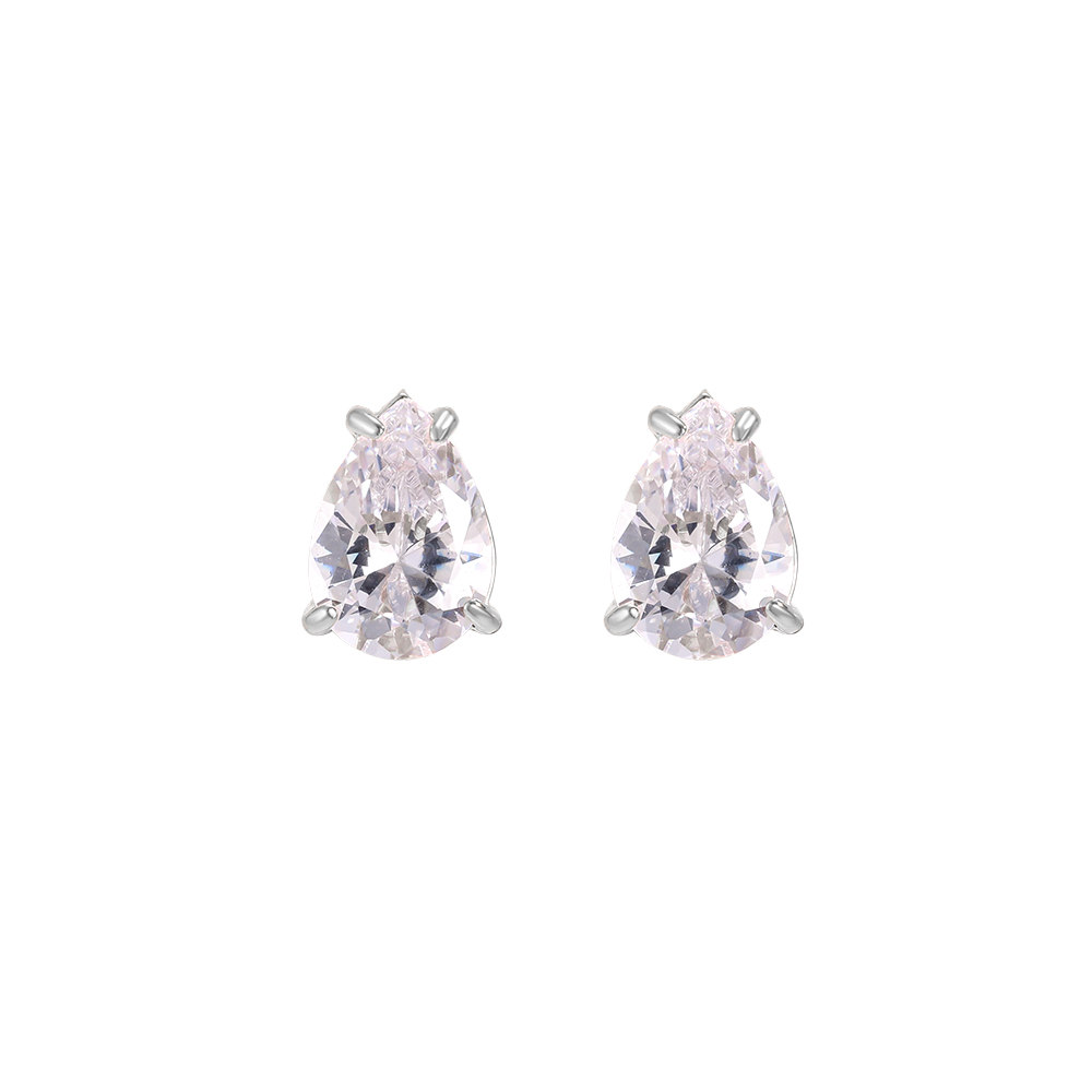 Edelstahl Ohrringe 10mm funkelnder Zirkonia in Tropfenform