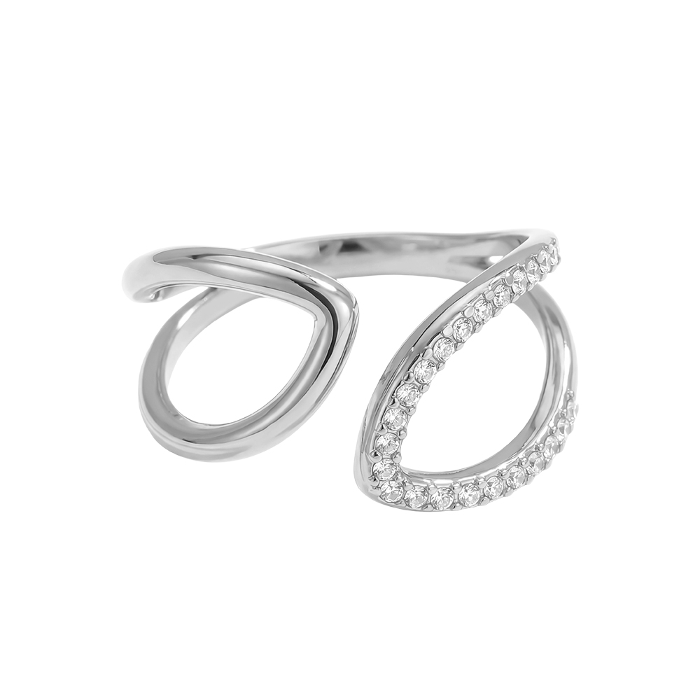 Edelstahl Ring Verstellbarer designstark Zirkonia  