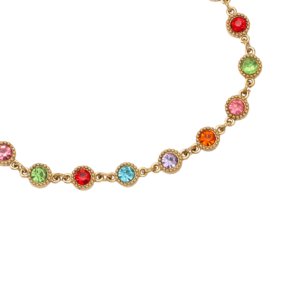 Edelstahl Armband 17cm viele bunte funkelnde Zirkonia    
