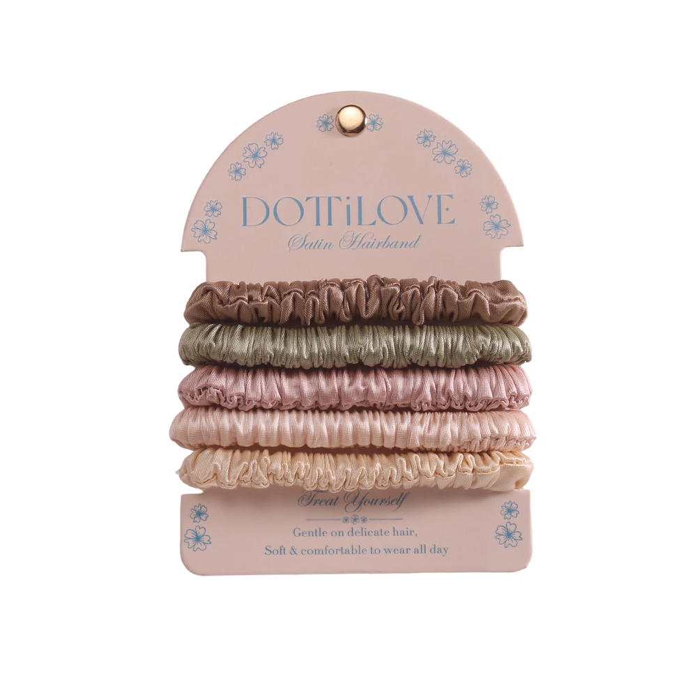 5 Stk.helle Farben Pastel Satin fein Scrunchie Set     