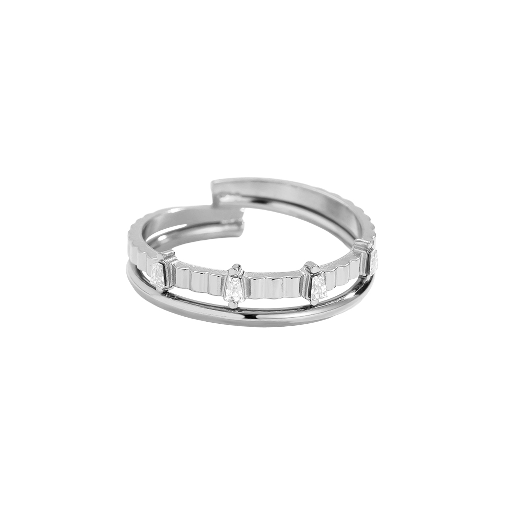 Edelstahl Ring Verstellbarer zweilagiges mit einige Zirkonia