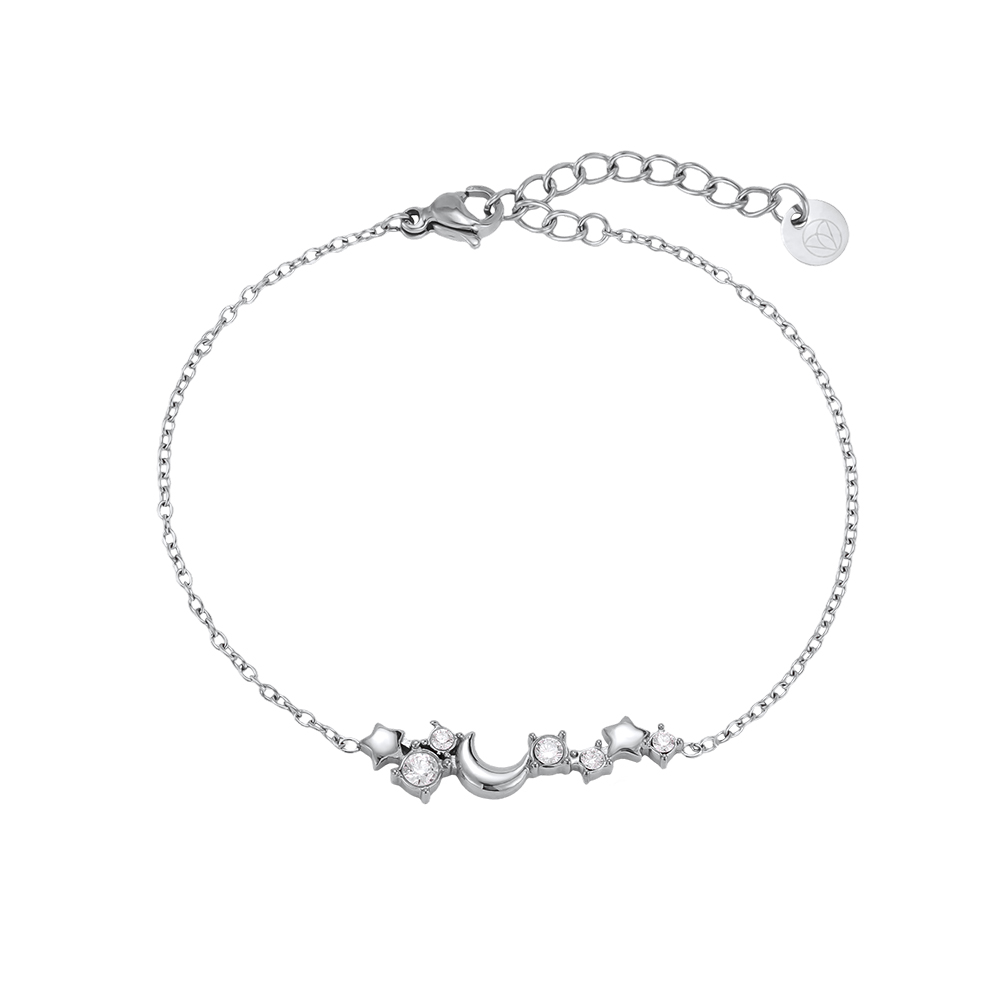 Edelstahl Armband 17cm Sterne und Mond
