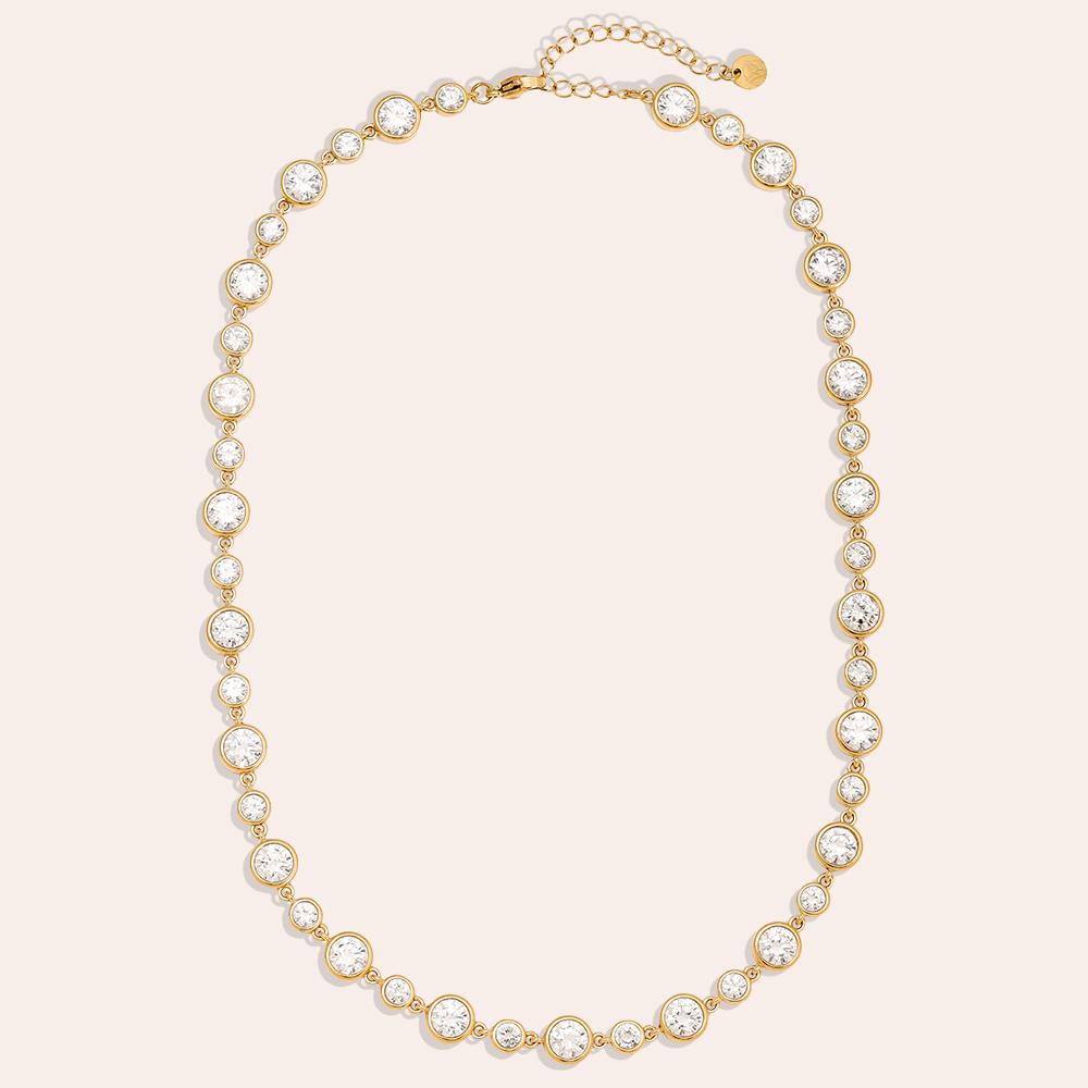 Edelstahl Halskette 40cm Fancy Round Diamond Chain