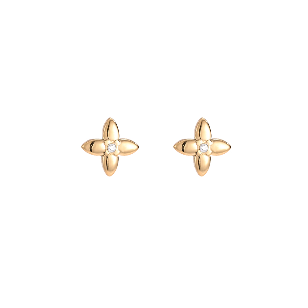 Edelstahl Ohrringe 5.6mm Zirkonia Kleeblatt