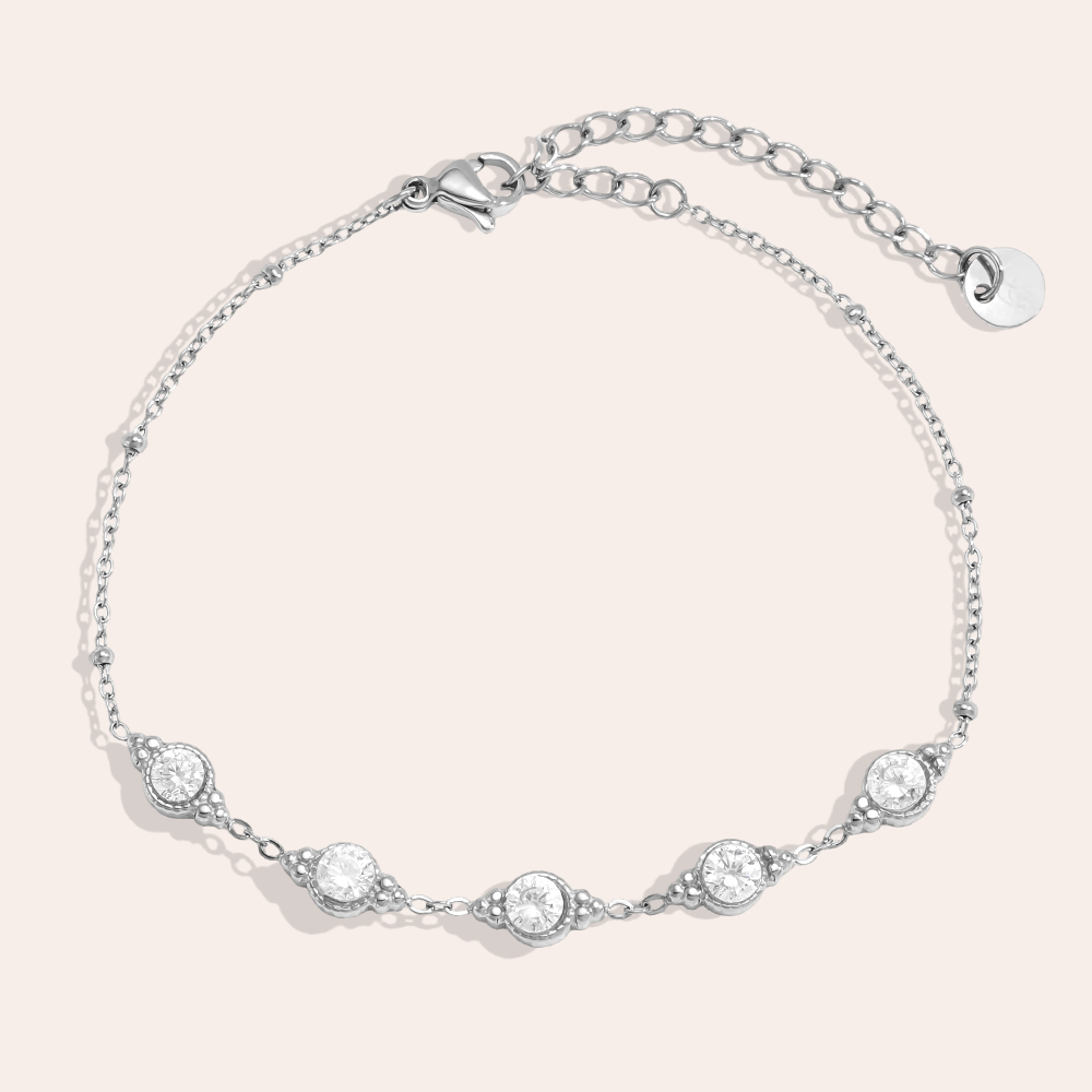 Edelstahl Armband 17.5cm viele funkelnde Zirkonia