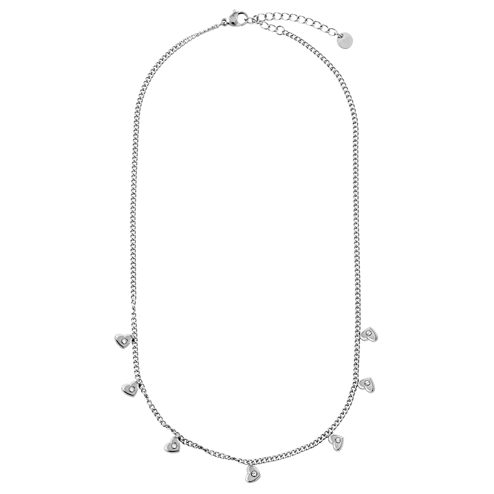 Edelstahl Halskette 41cm Mini Hearts With Diamond