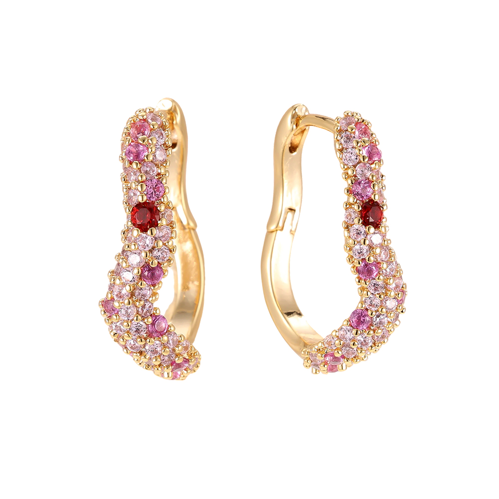 Vergoldete Ohrringe 20mm Zirkonia Soft Wave