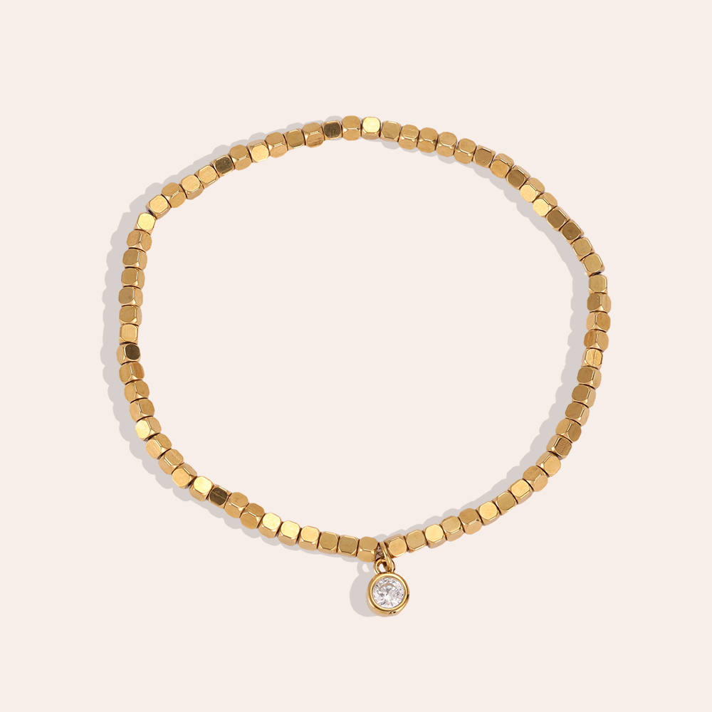 Edelstahl Armband Elastic kleinen quadratischen mit Zirkonia  