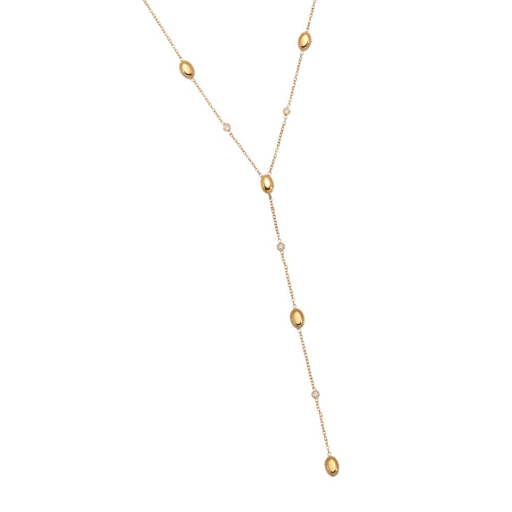 Edelstahl Halskette 40cm Goldfarbenes Oval