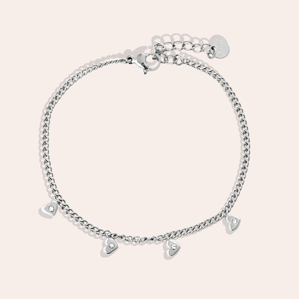 Edelstahl Armband 17cm Mini Hearts With Diamond