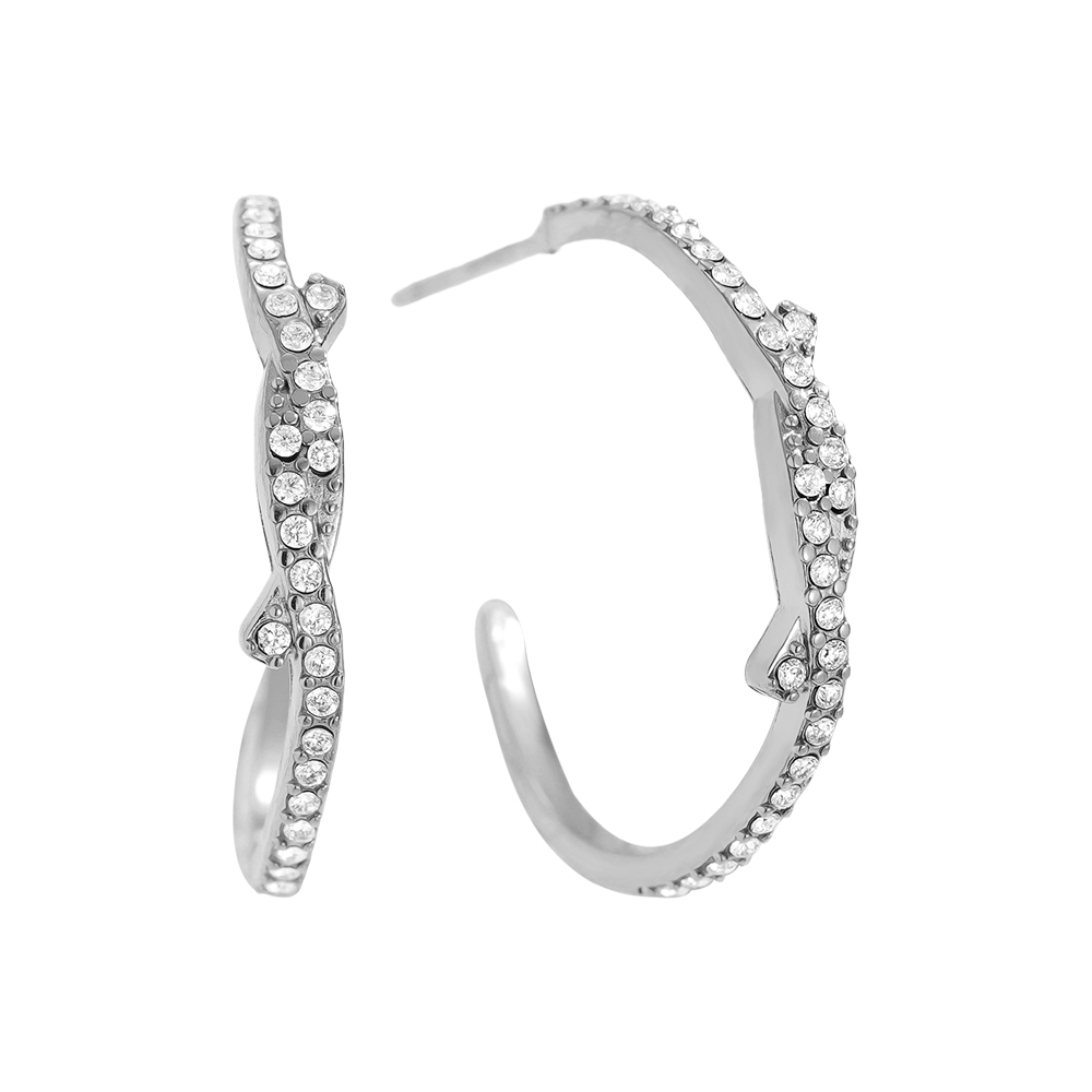 Edelstahl Ohrringe 2cm Nice Meet Diamond Half Hoop