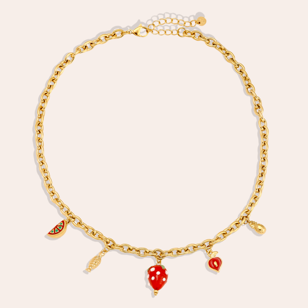 Edelstahl Halskette 42cm Strawberry Heart
